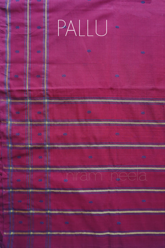 Maroon and teal blue handloom Angara cotton saree | Niram Neela