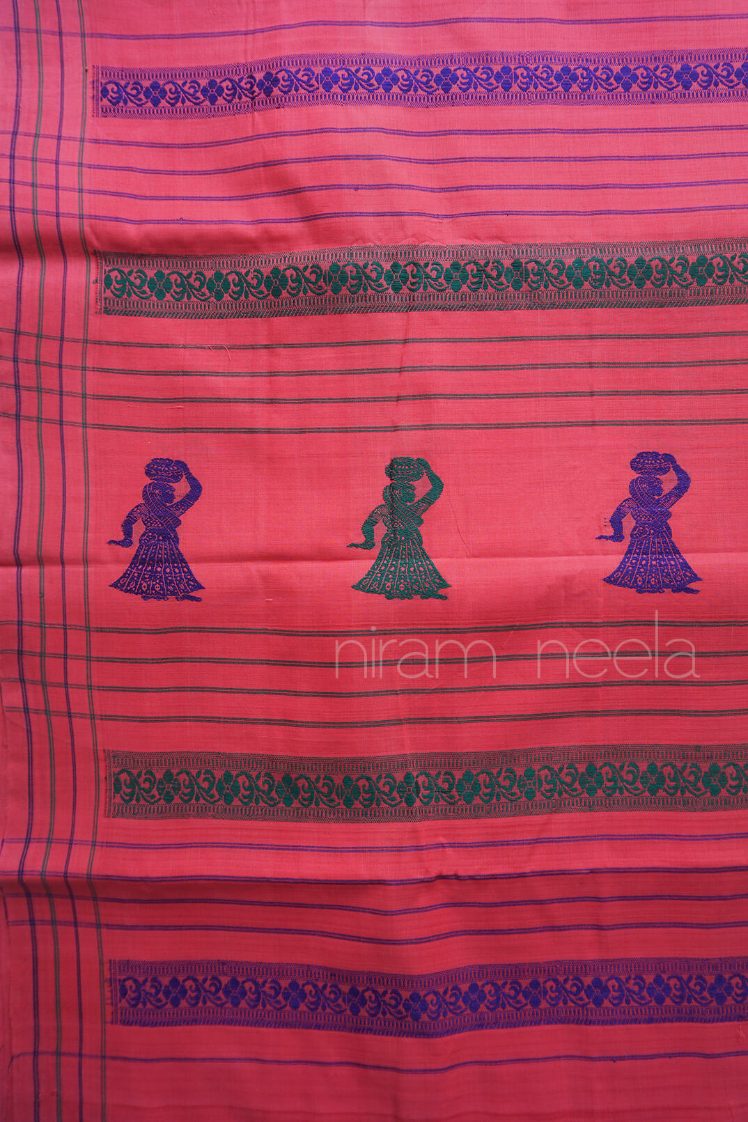 Peach pink Angara cotton saree - Niram Neela
