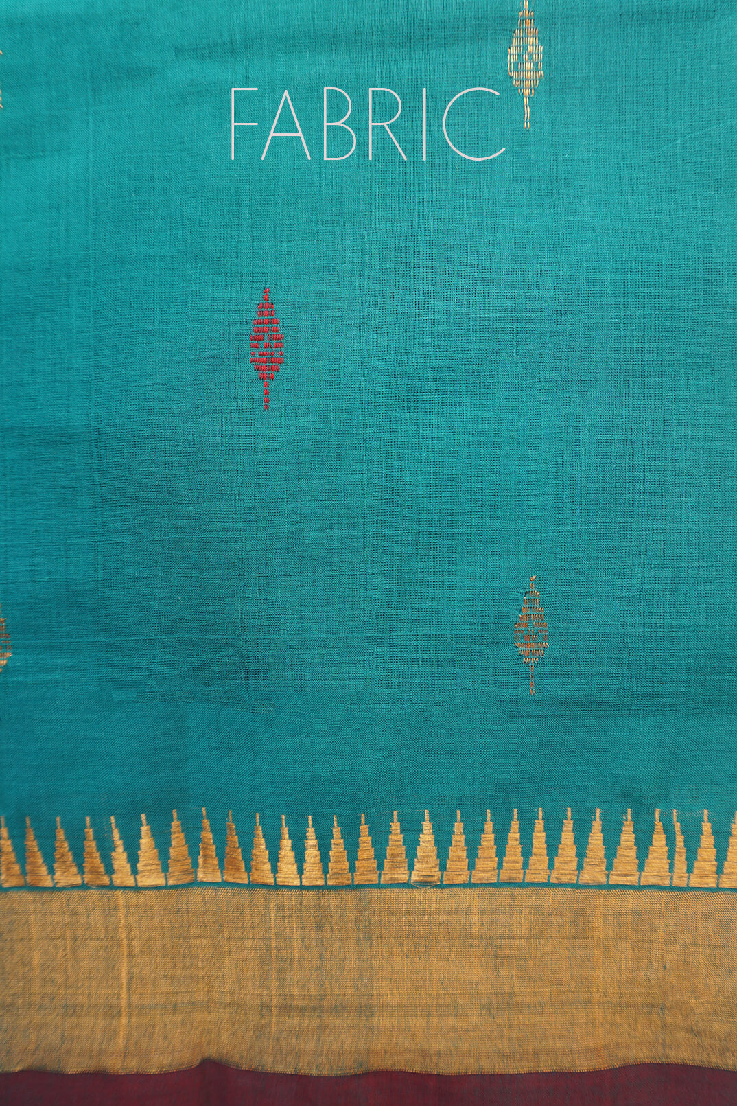Sea green and maroon Angara cotton saree - Niram Neela