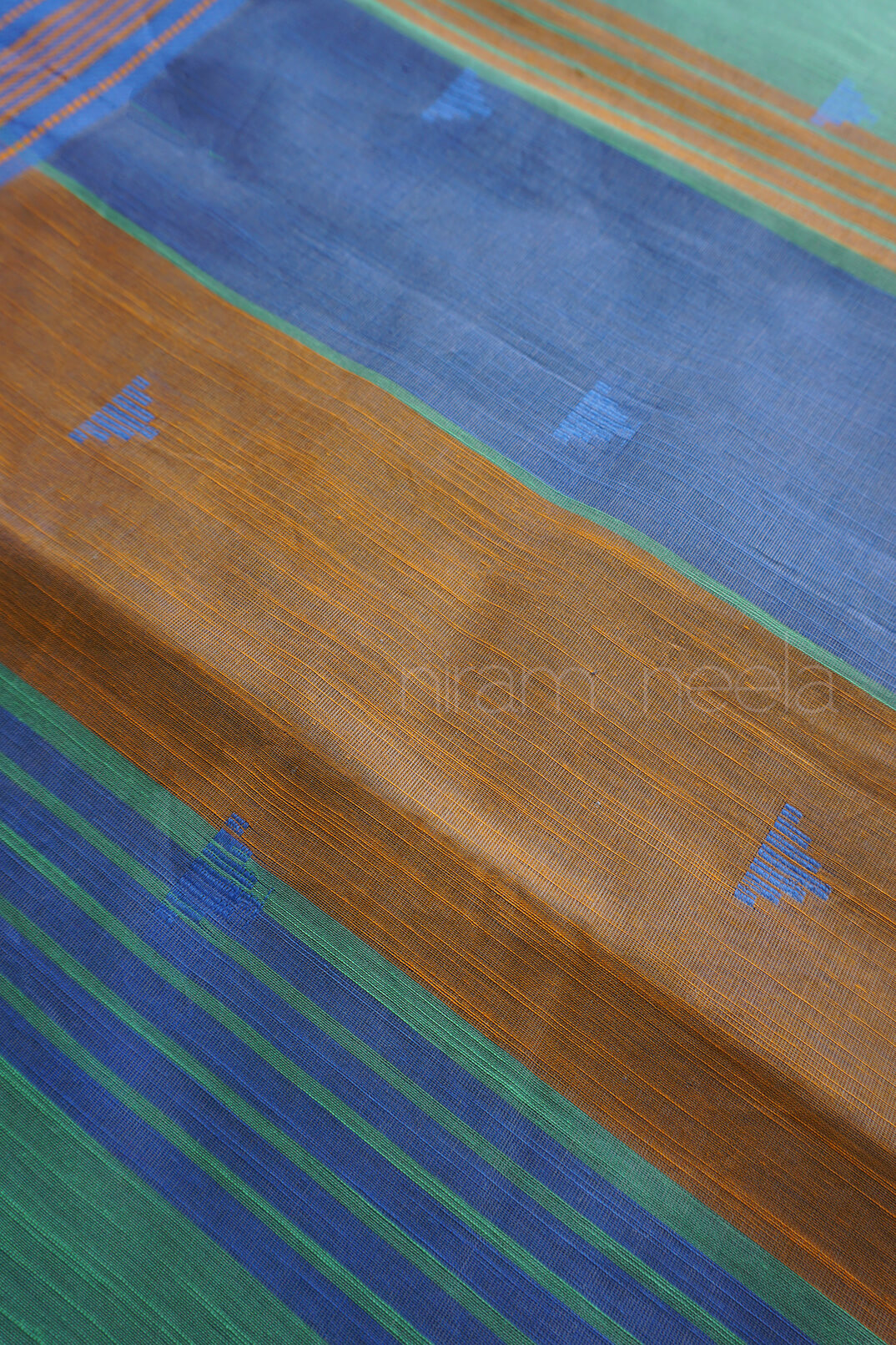 Green and blue handloom Godavari workwear cotton saree | Niram Neela