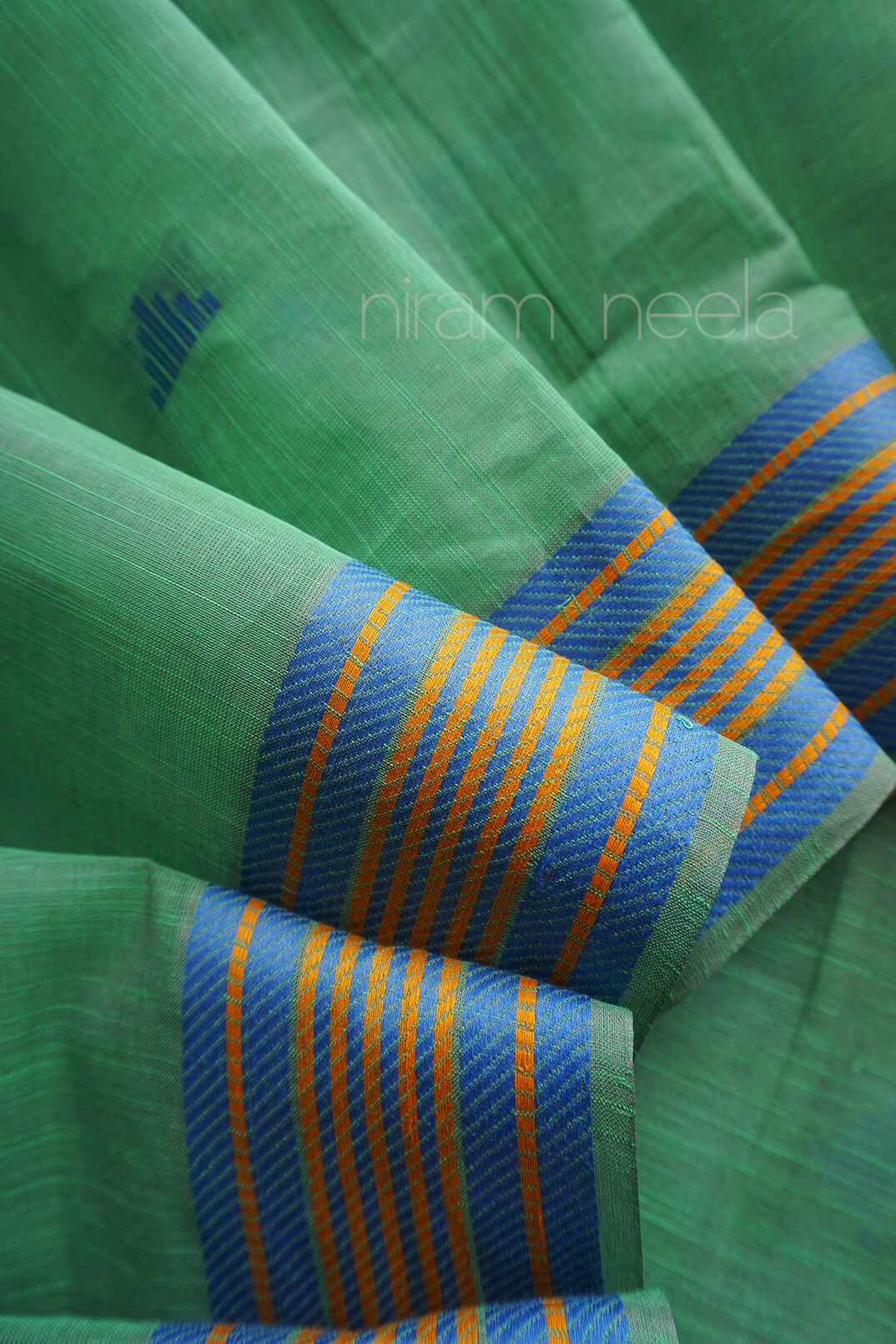 Green and blue handloom Godavari workwear cotton saree | Niram Neela