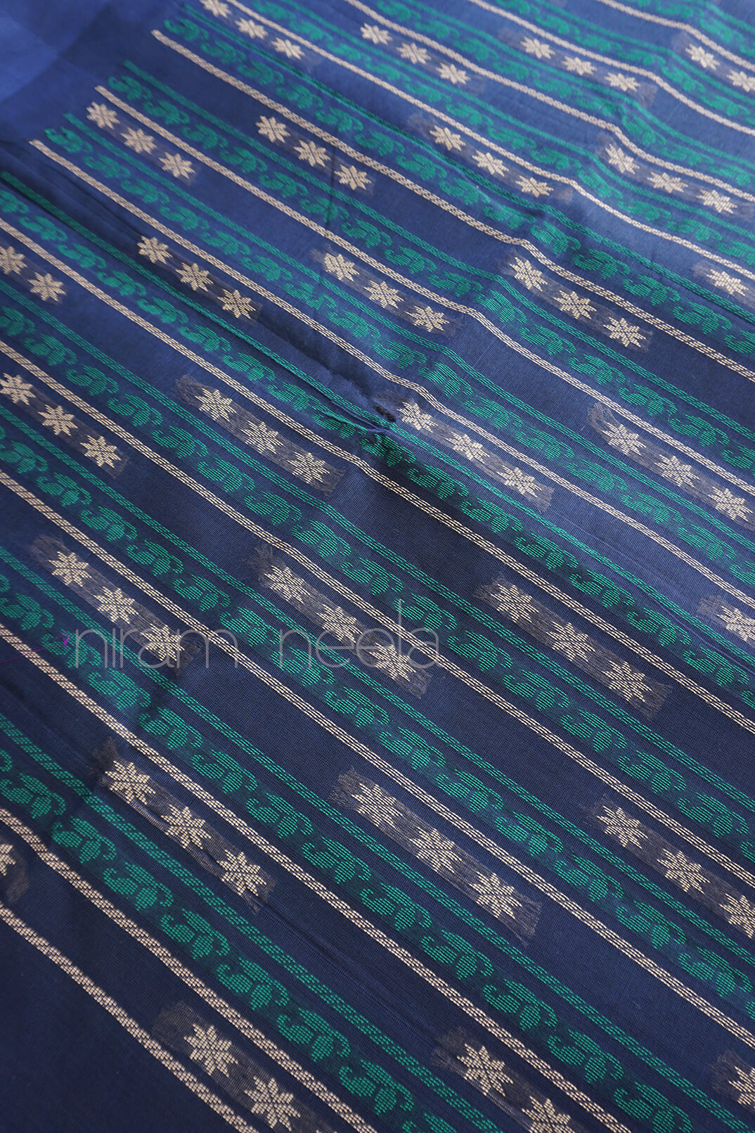 Marine blue and purple Godavari cotton saree | Niram Neela