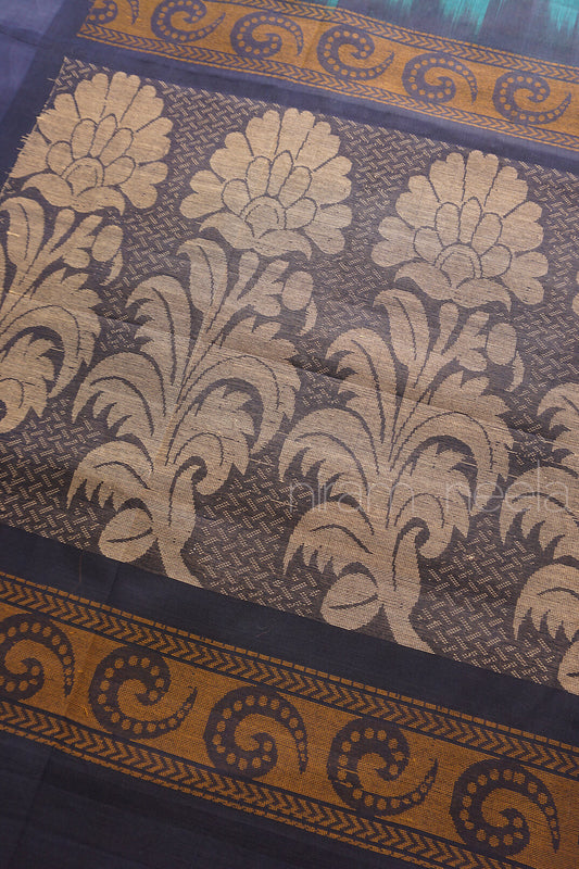 Teal green and purple handloom Godavari cotton saree from Niram Neela