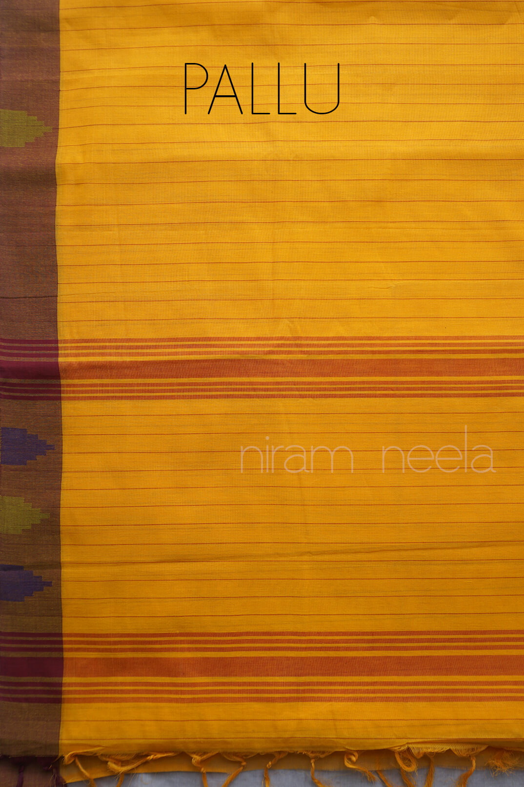 Yellow and brown Aruppukottai cotton saree- - Niram Neela
