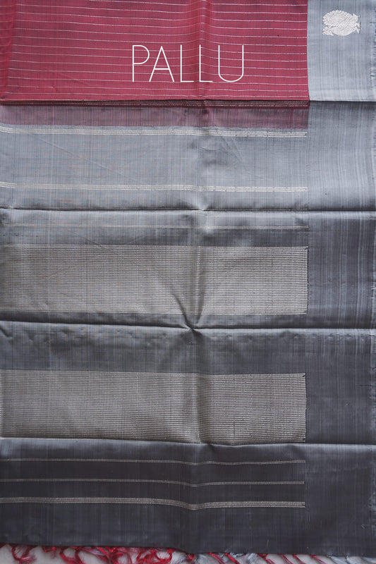 Maroon and grey Arni silk saree | Niram Neela