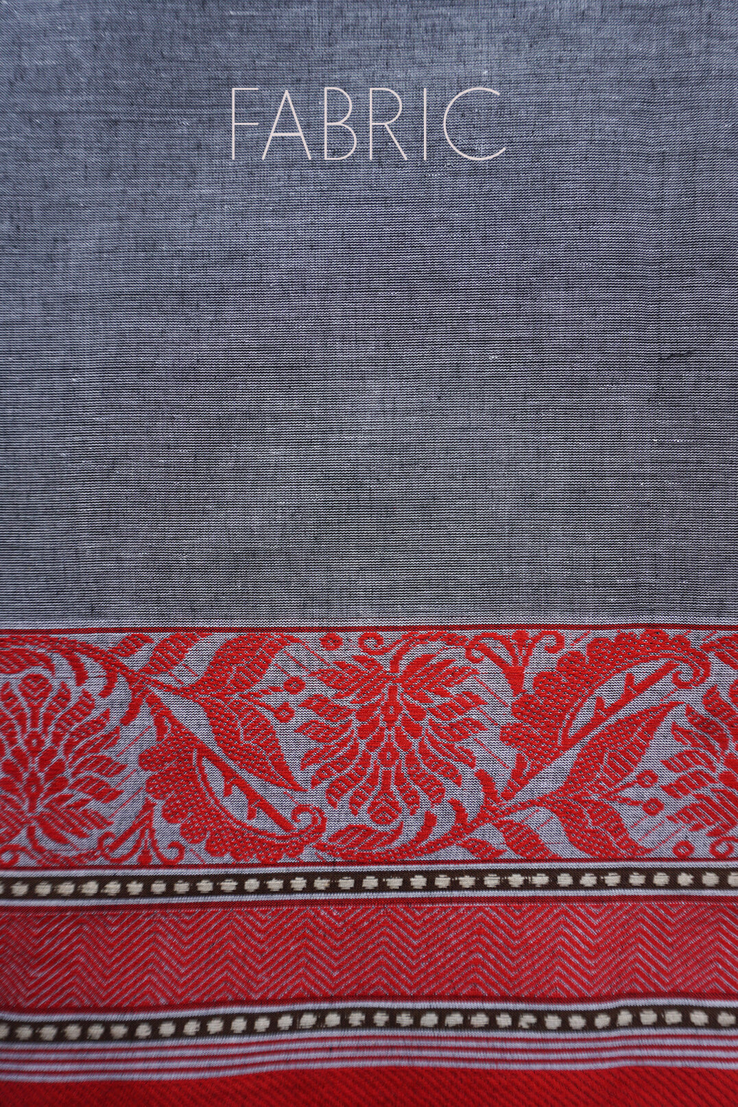 Grey and red Begumpuri cotton saree - Niram Neela