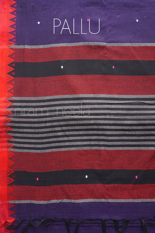 Navy blue ganga jamuna Begumpuri cotton saree | Niram Neela