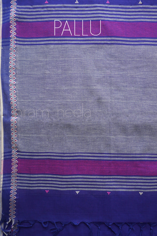 Blue and pink Begumpuri cotton saree | Niram Neela