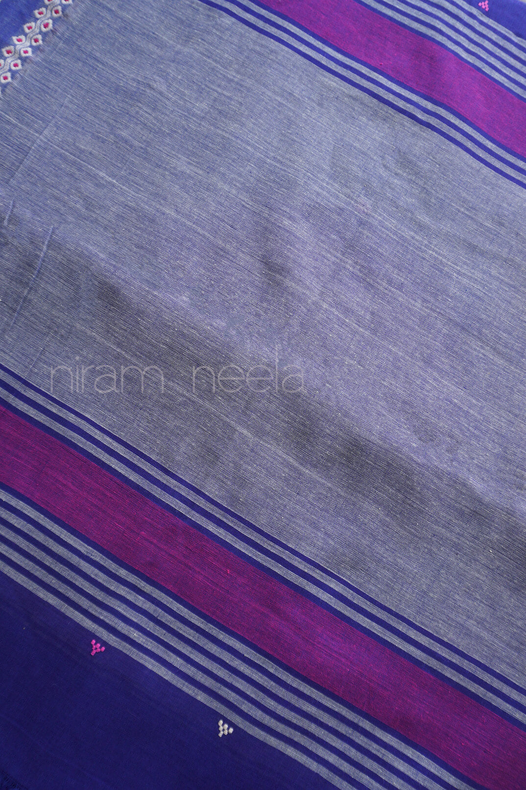 Blue and pink Begumpuri cotton saree | Niram Neela