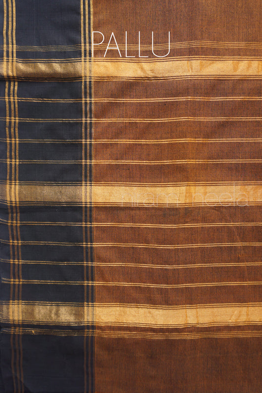 Brown and black Chettinad handloom cotton saree for women online from Niram Neela