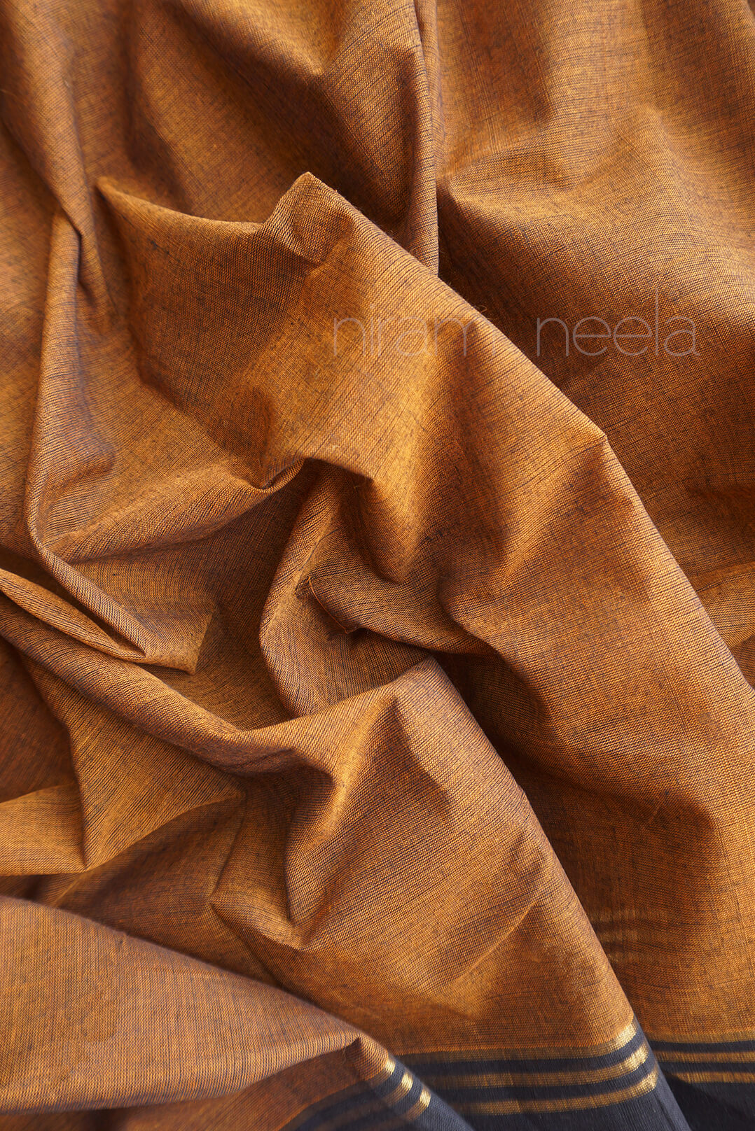 Brown and black Chettinad handloom cotton saree for women online from Niram Neela