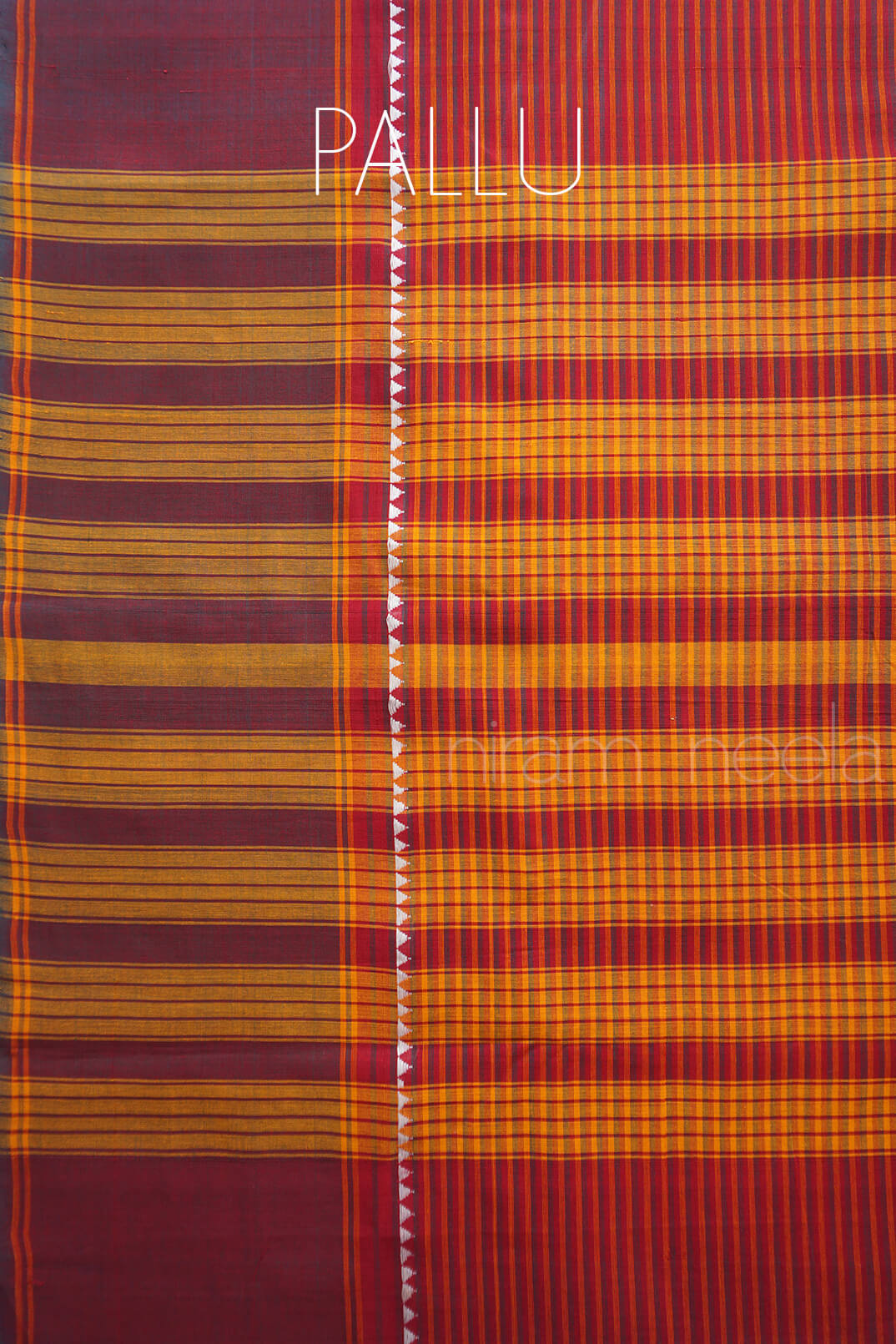 Maroon and black striped handloom Chettinad cotton saree | Niram Neela