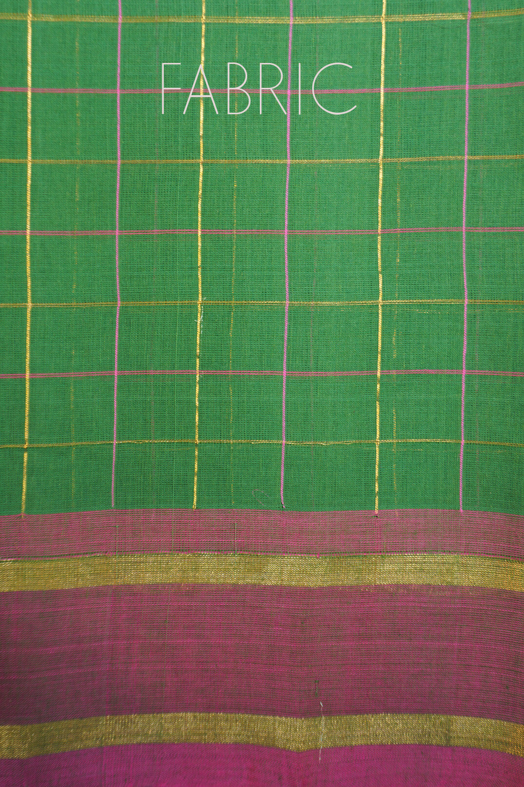 Green and magenta Chettinad handloom cotton dupatta | Niram Neela