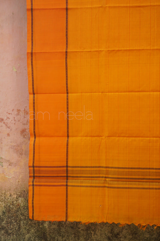 Yellow and orange Chettinad cotton dupatta | Niram Neela