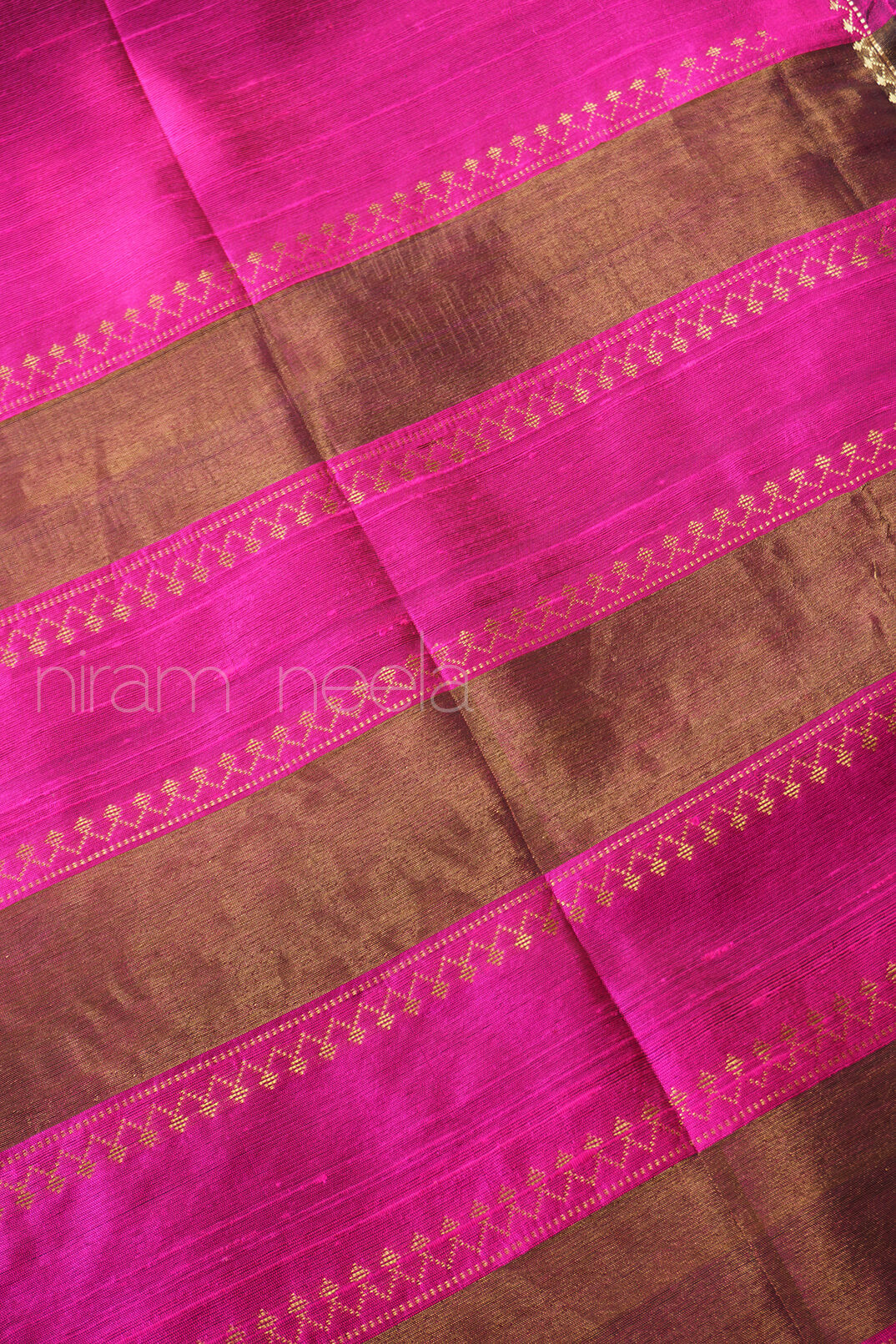 Pink and gold Dupion silk saree - Niram Neela