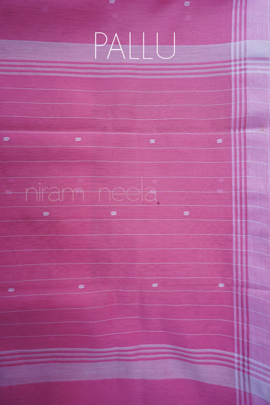 Pink and white Chanderi cotton saree - Niram Neela