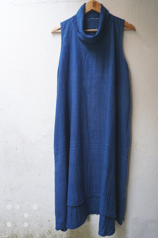 Cowl collar dress in blue - Niram Neela