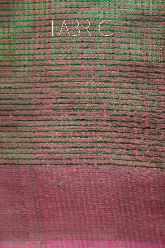 Green and peach Mangalagiri silk cotton saree- - Niram Neela