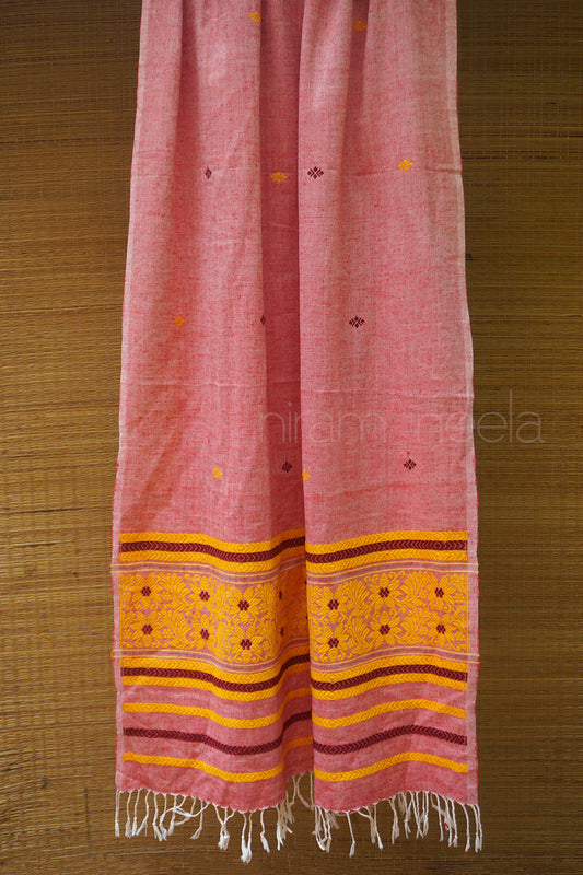 Pink and yellow Eri silk stole