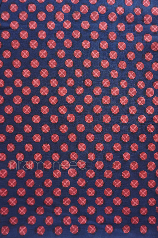 Indigo blue and orange Pharad print cotton fabric | Niram Neela