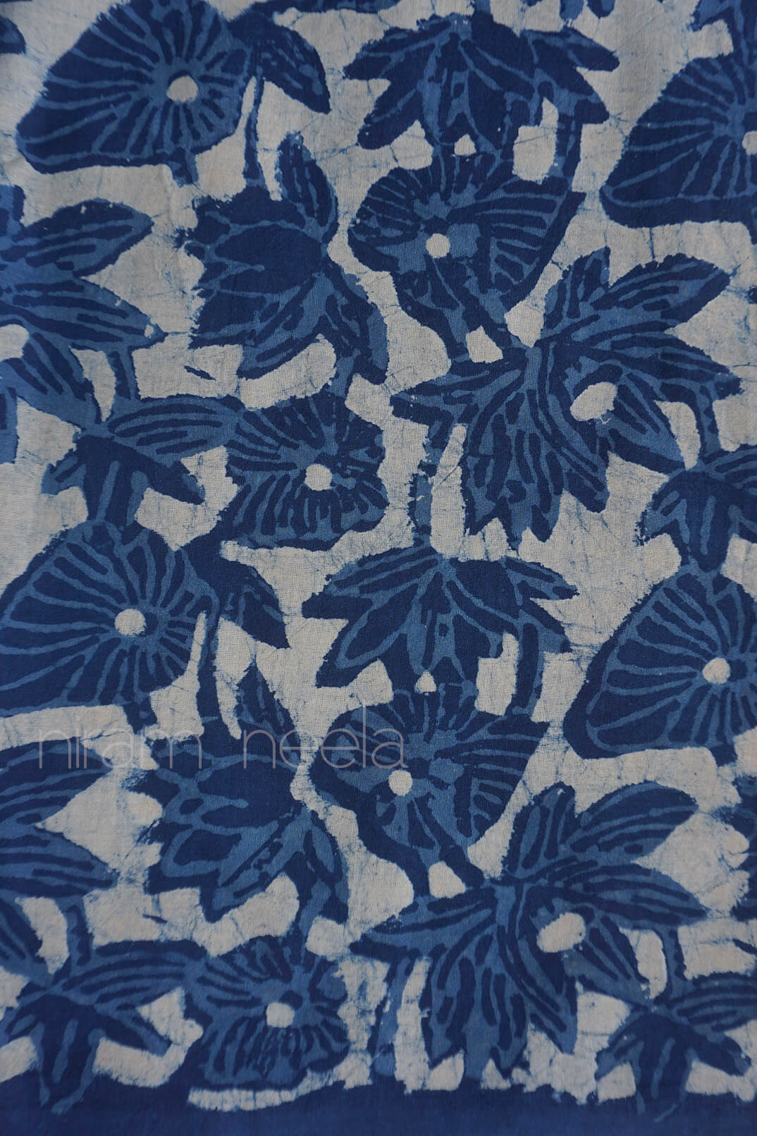 Indigo blue and grey print cotton fabric | Niram Neela