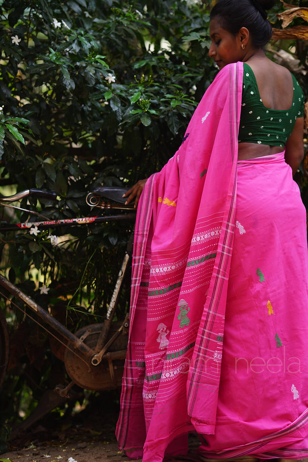 Candy pink Gollabhama cotton saree | Niram Neela