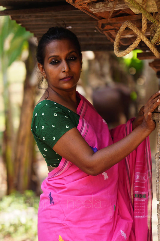 Candy pink Gollabhama cotton saree | Niram Neela