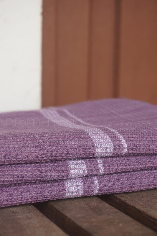 Purple cotton waffle towels | Bath linen by Niram Neela