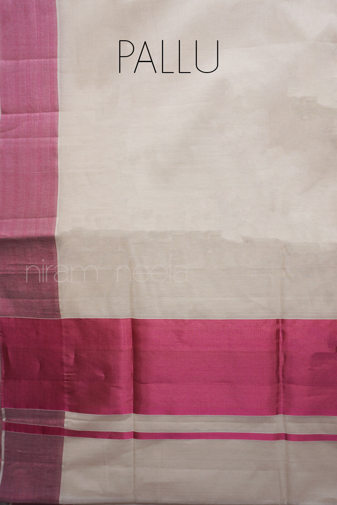 Ivory and metallic pink Kasavu cotton saree - Niram Neela