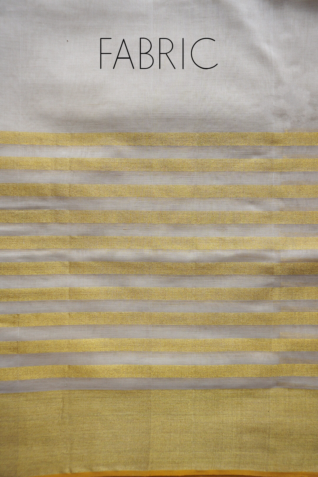 Ivory and golden striped Kasavu saree | Niram Neela