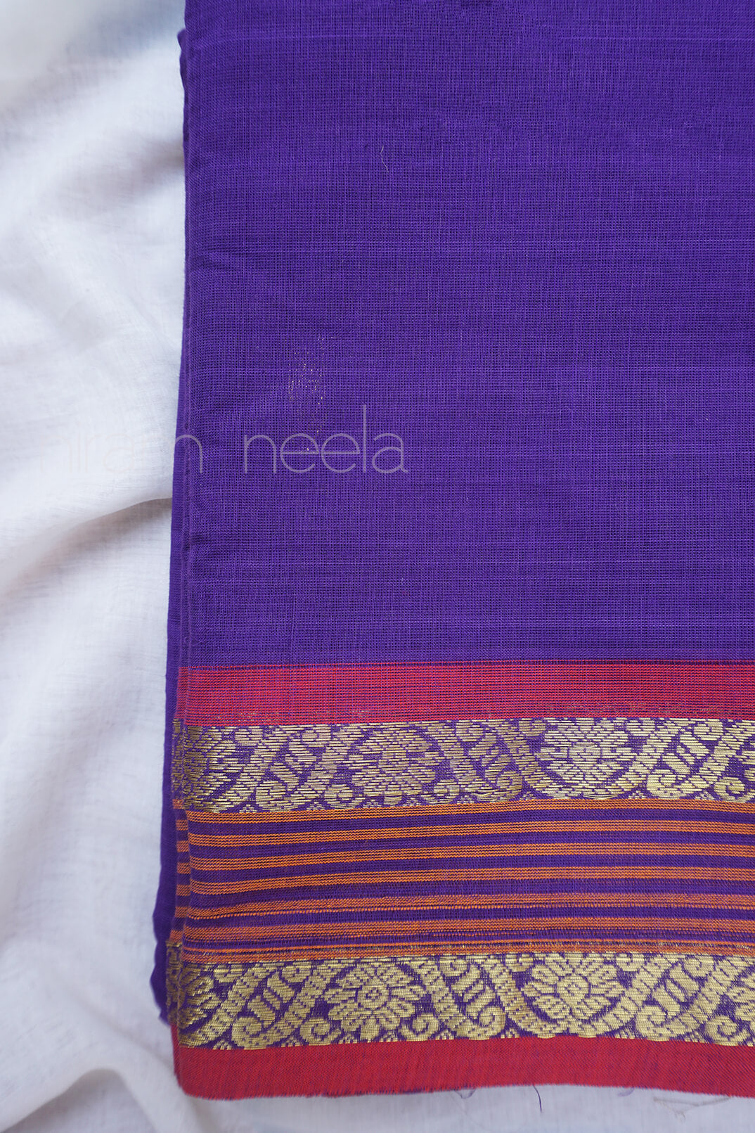 Violet and pink Kanjivaram cotton saree - Niram Neela
