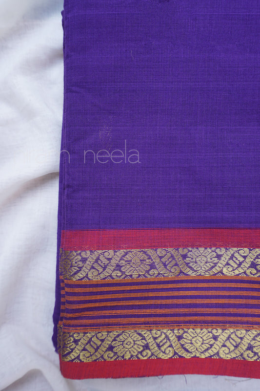 Violet and pink Kanjivaram cotton saree - Niram Neela