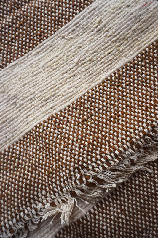 Cream and brown handspun cotton yoga mat | Home Linen by Niram Neela
