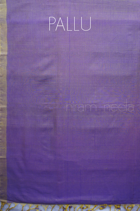 Lilac and yellow Mangalagiri handloom cotton saree | Niram Neela