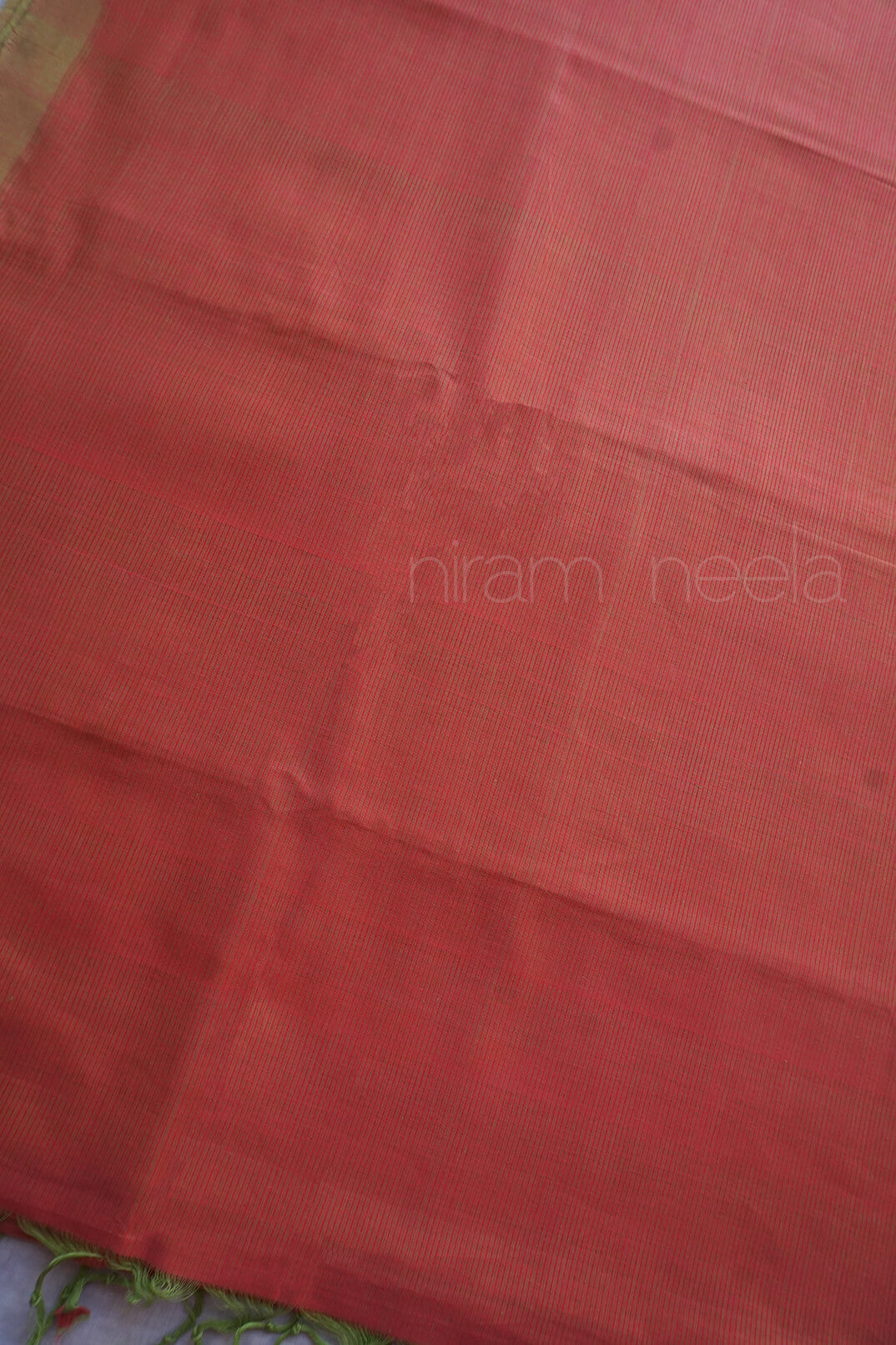 Brown and olive Mangalagiri soft cotton saree | Niram Neela
