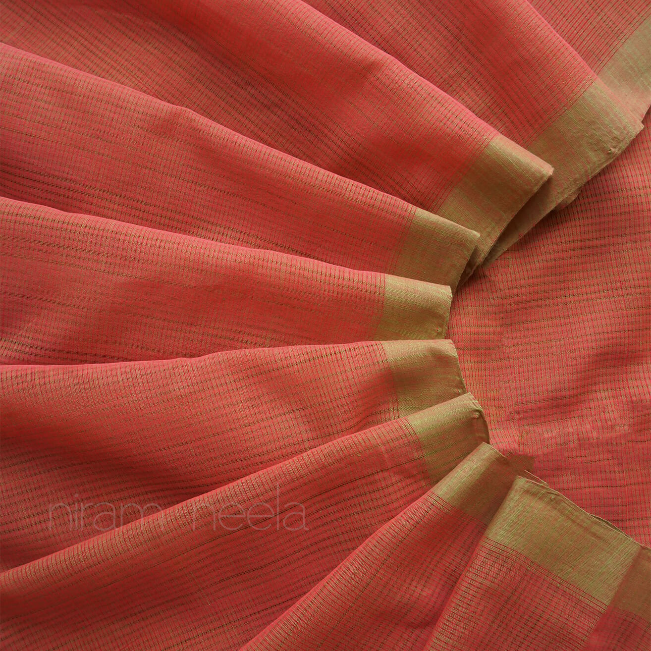 Brown and olive Mangalagiri soft cotton saree | Niram Neela