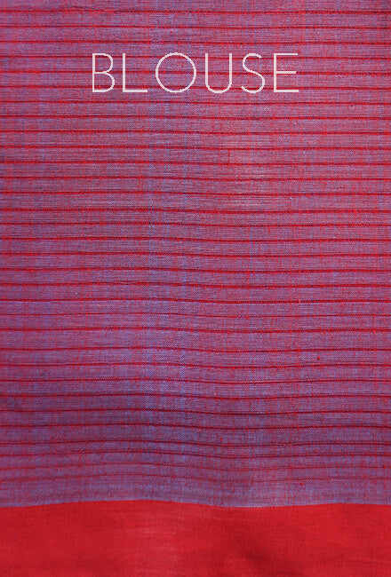 Blue and red Mangalagiri cotton saree - Niram Neela