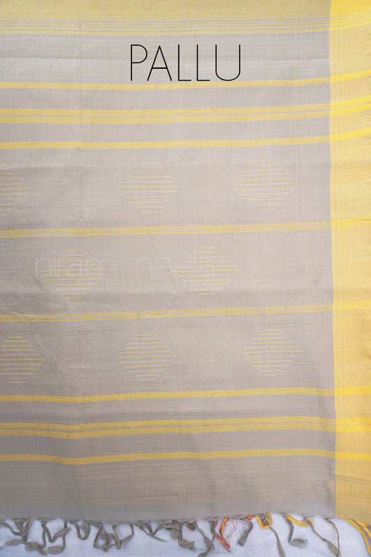 Ochre and yellow Mangalagiri cotton saree - Niram Neela