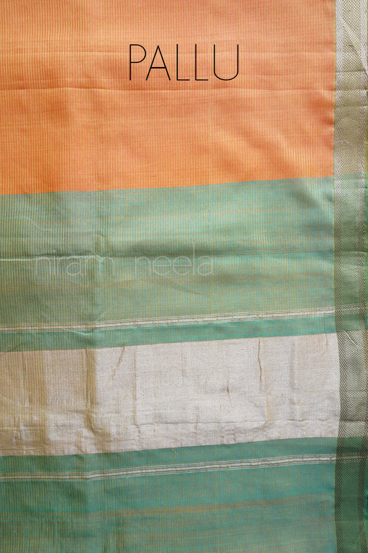 Yellow and green Mangalagiri silk cotton saree - Niram Neela