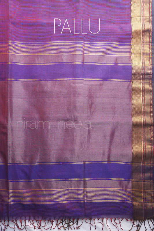 Violet and black Maheshwari silk cotton saree | Festive edit by Niram Neela