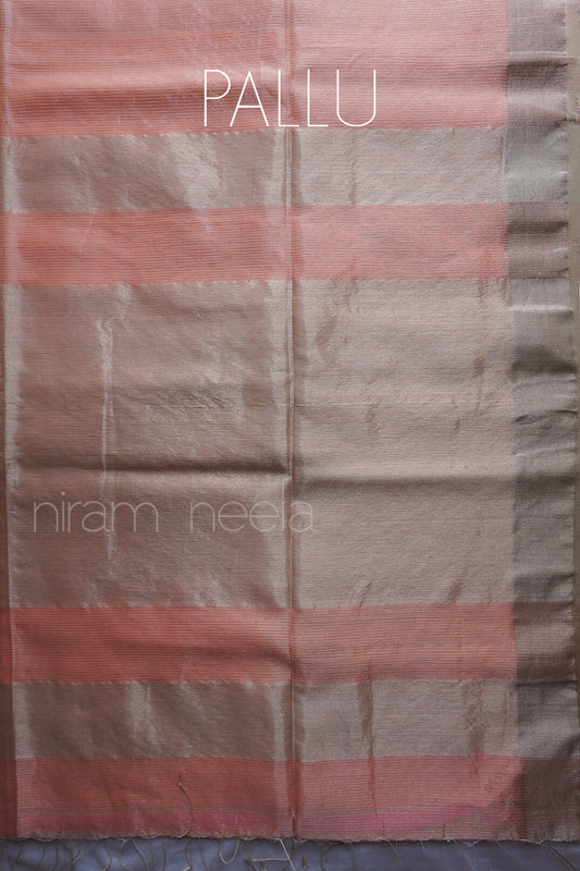 Peach Maheshwari silk cotton tissue saree | Festive edit by Niram Neela