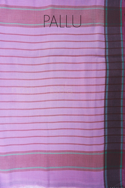 Lavender and black Maheshwari handspun silk cotton saree - Niram Neela