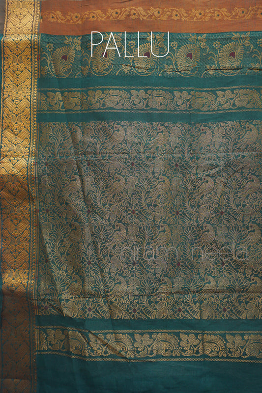 Green and ochre Godavari cotton saree | Festive sarees by Niram Neela