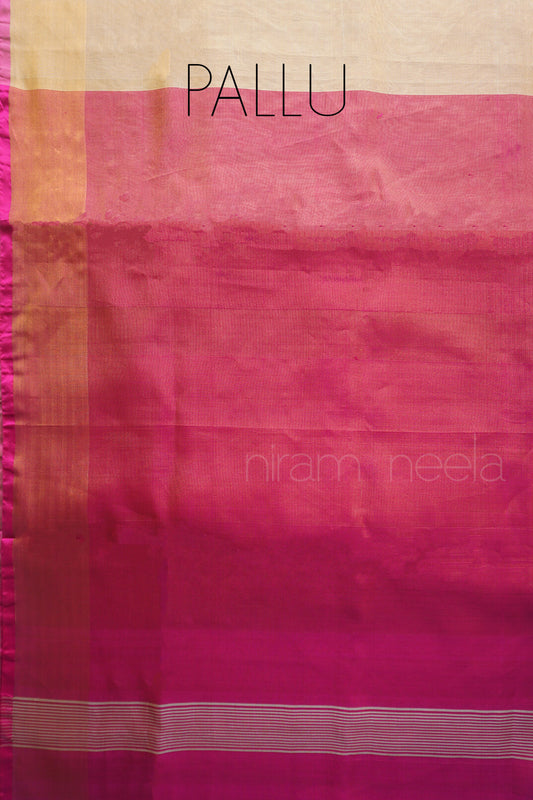 Ivory and pink Uppada silk tissue saree | Niram Neela