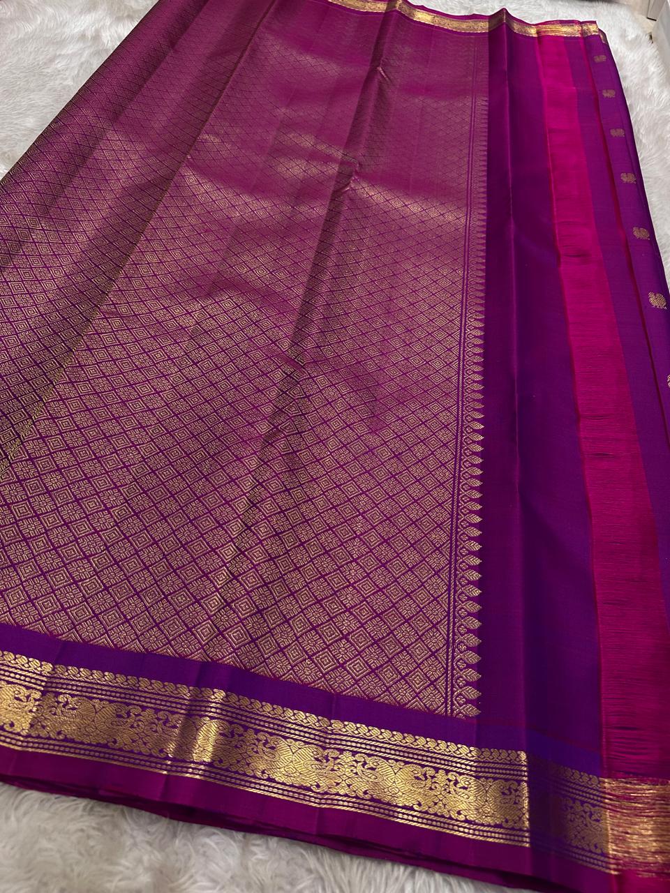 Vadamalli pink Kanjivaram saree