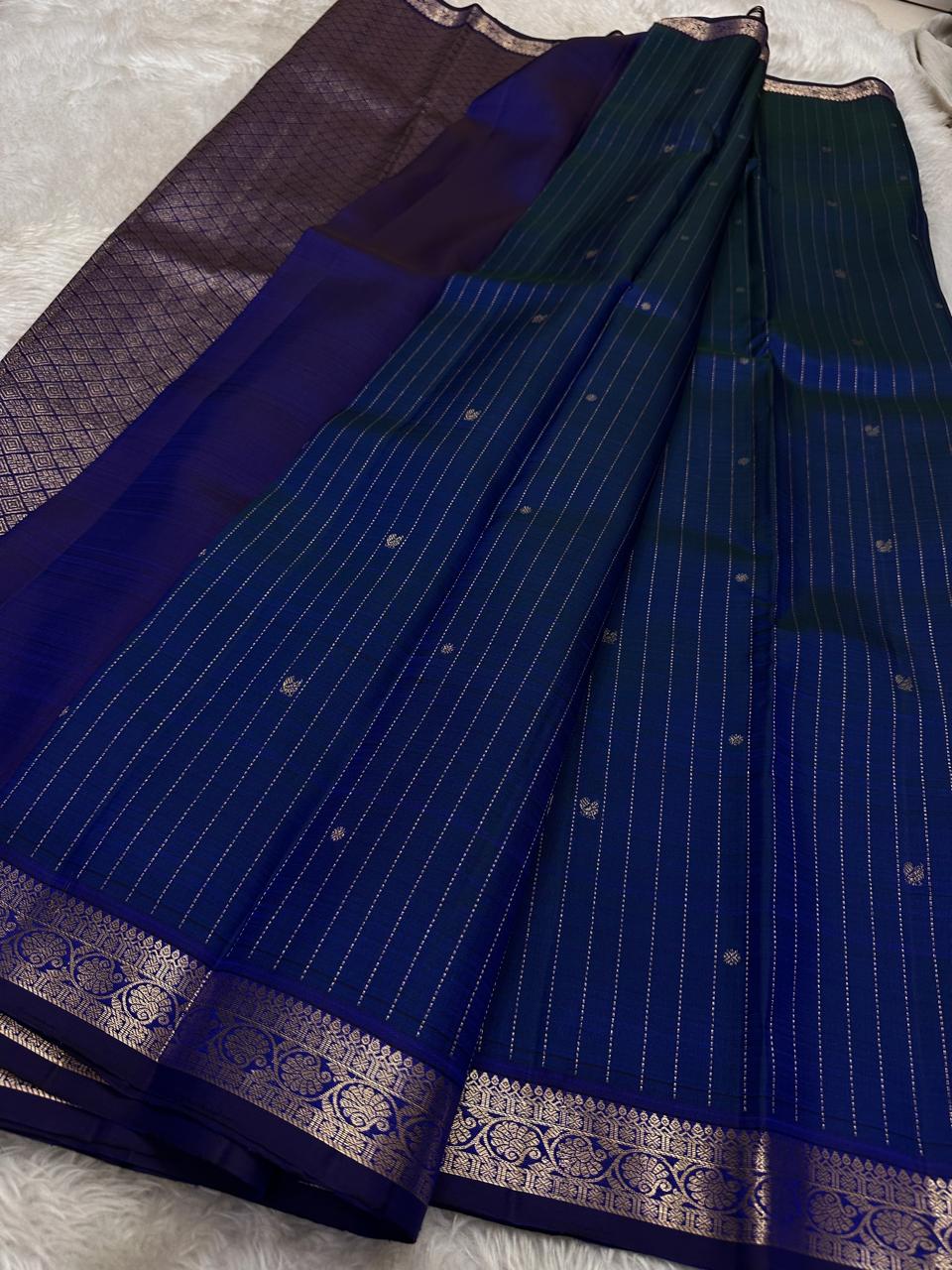 Dark blue Kanjivaram saree