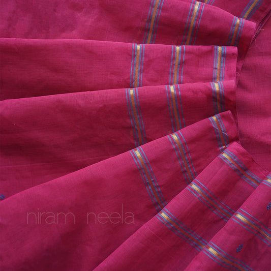 Maroon and teal blue handloom Angara cotton saree | Niram Neela