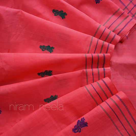 Peach pink Angara cotton saree - Niram Neela