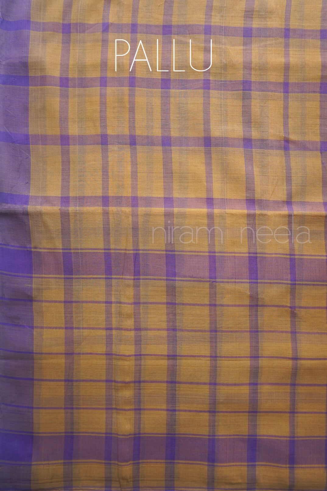 Sandal and violet checkered Bobbili cotton saree - Niram Neela