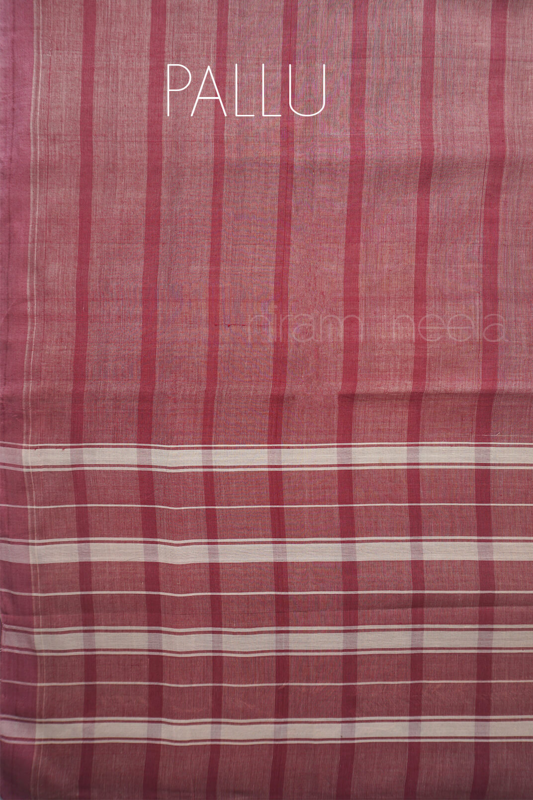 Mauve pink striped Bobbili cotton saree - Niram Neela